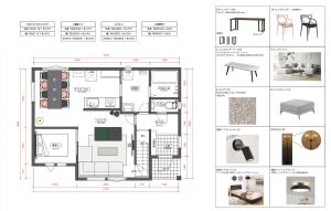 a floor plan of a house with drawings and furniture at The Serenity in Obihiro