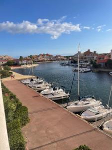a group of boats docked in a marina at Studio cabine barcares in Le Barcarès