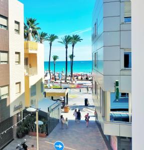a view of the beach from a building at Moderno Apartamento en Peñíscola Centro, cerca de la Playa y el Castillo Papa Luna in Peñíscola
