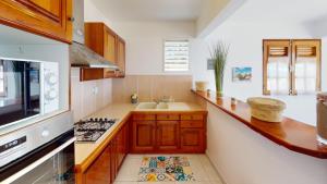 a kitchen with a sink and a stove at KARIFUNA in Le Souffleur