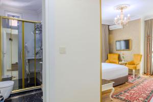 a hotel room with a bed and a bathroom at Lemis Suite Istanbul in Istanbul +37 photos