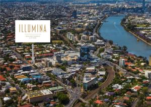 Daireden çekilmiş Brisbane şehrinin genel bir manzarası veya şehir manzarası