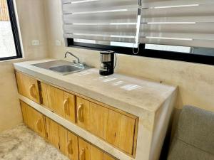 Η κουζίνα ή μικρή κουζίνα στο Suites Bacalar