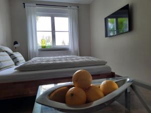 Ein Bett oder Betten in einem Zimmer der Unterkunft Auf "Kleine Wiesen"