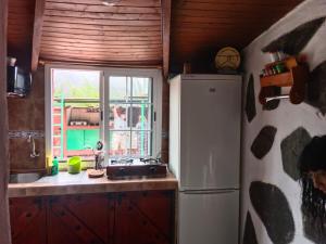 een keuken met een koelkast en een raam bij Casa García Pérez in Las Lagunetas +16 foto's