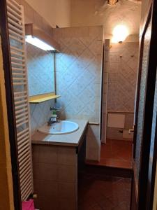 a bathroom with a sink and a shower at Corte Pincione in Montecarlo
