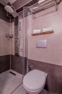 a bathroom with a toilet and a shower at Classio Hotel Kadıköy in Istanbul
