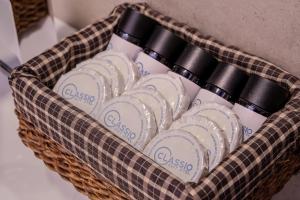 a basket filled with a bunch of white candles at Classio Hotel Kadıköy in Istanbul
