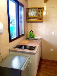 a small kitchen with a sink and a window at El Refugio del Valle in La Orotava