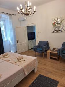Televízia a/alebo spoločenská miestnosť v ubytovaní Apartman Fiume