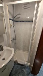 a bathroom with a shower and a sink at Studio Arsenale 7 in Rovinj