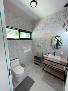 BlinhaにあるCasa de Campo em Presidente Nereu - SCのトイレ、洗面台、鏡のあるバスルーム +20枚の写真