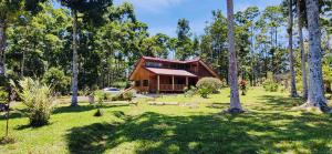 a house in the middle of a field with trees at Casa Arthémis - Rainforest Lodge in Guápiles