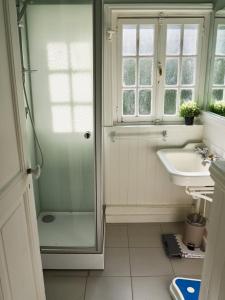 ein Badezimmer mit Dusche und Waschbecken in der Unterkunft Villa Barracuda in Le Touquet-Paris-Plage