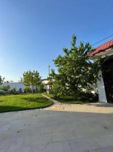 a house with a tree next to a driveway at Merdekan Villa in Mardakan +14 photos