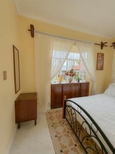 un dormitorio con una cama y una ventana en Cajigal Farmhouse - high speed converge internet and AC in 2 bedrooms, en Badoc