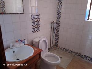 a bathroom with a toilet and a sink at Maison la rose 2 chambres in Mezraya