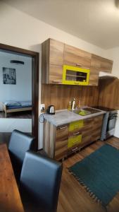 a kitchen with a sink and a counter top at Apartmán Eli in Gerlachov +29 photos