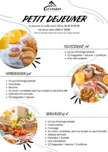 a menu for a petit devener restaurant at Le Vauban Cambrai in Cambrai