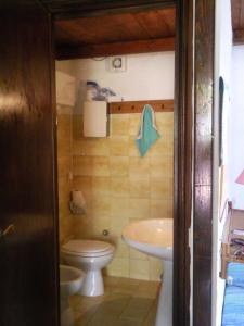 een badkamer met een toilet en een wastafel bij Monolocale San Teodoro in San Teodoro