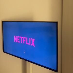 a television screen with the netflix sign on it at La Suite del Maestro in Bienno +2 photos