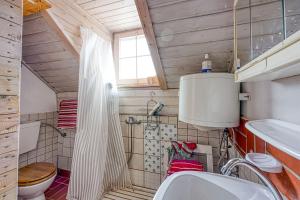a small bathroom with a toilet and a sink at Vineyard Cottage Verček - Happy Rentals in Novo Mesto +17 photos