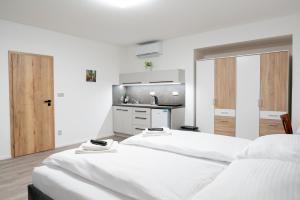 Posteľ alebo postele v izbe v ubytovaní Apartmány LAGUNA