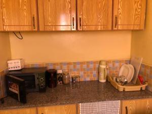 a kitchen with a counter top with a microwave at Mt zion penthouse in Lake View Estate