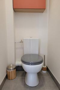 a bathroom with a white toilet in a room at Palmez Breizh in Plouha +31 photos