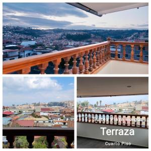 a collage of photos with a view of a city at Suites Plaza Burgos in Chachapoyas