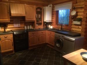 una cucina con piano cottura e lavastoviglie di Rock Lodge ad Alnwick