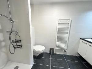 a small bathroom with a toilet and a shower at Résidence Le Living Stone B - LE LIVING STONE-Tout inclus MAE-1811 in Vars +6 photos