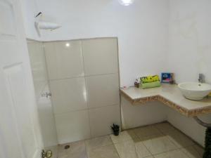 a bathroom with a sink and a shower at Rose House Manuel Antonio in Quepos +13 photos