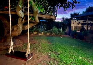un columpio en un patio con un árbol en Casa De Montague, en Noordheuwel