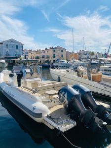 a group of boats are docked in a marina at Maison de pêcheur Strelitzia amarrage 3,8m par 16m in Grimaud