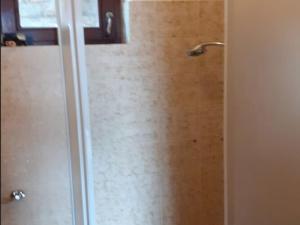a shower in a bathroom with a glass door at Apartments Rudi - One Bedroom Apartment with Terrace in Klenovica