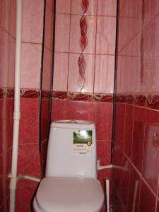 ソチにあるApartment Navaginskaya 12-1の赤いタイル張りのバスルーム(トイレ付)