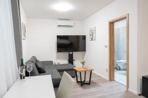 Televízia a/alebo spoločenská miestnosť v ubytovaní Apartmány LAGUNA
