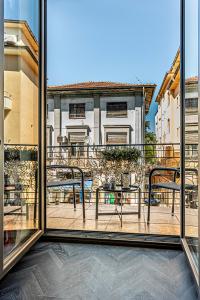 a view of a balcony from a window at Апартаменти Стефани in Plovdiv