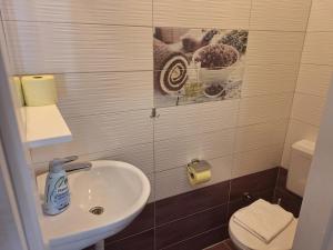 a small bathroom with a sink and a toilet at Guest house Renata 2 in Zadar