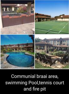 シェリービーチにある47 Bondi Beachの家とテニスコートの写真のコラージュ