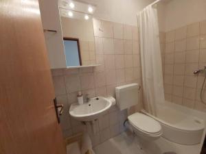 a bathroom with a toilet and a sink at Apartments Villa Pelegrin - Studio Apartment with Sea View Apartment in Zavala +24 photos