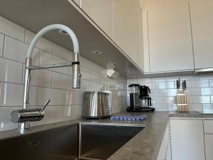 Kuchyň nebo kuchyňský kout v ubytování ÅhusBrygga Apartment Hotel