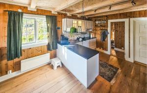 una cucina con pareti in legno e piano di lavoro di 4 Bedroom Lovely Home In Tinn Austbygd a Luråsgrendi