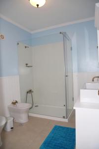 La salle de bains est pourvue d'une douche, de toilettes et d'un lavabo. dans l'établissement Casa Do Atlântico, à Rosário-Lagoa