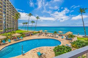 a view of the ocean from the balcony of a resort at Royal Kahana 1010 in Kahana