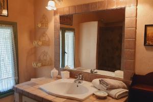 a bathroom with a sink and a large mirror at Maison de Village en Camargue Parking Clim Wifi - ROSSIconciergerie - Linge inclus in Saint-Laurent-dʼAigouze +34 photos