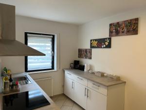 a kitchen with a sink and a counter top at Greenview Apartment Trier - 3 beds 2 bedrooms in Trier