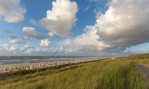 a group of people standing on a beach at Appartementhaus Westerloog 20 in Spiekeroog +19 photos