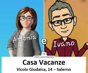 a cartoon of a woman and a man with glasses at Antonia & Ivano in Salerno